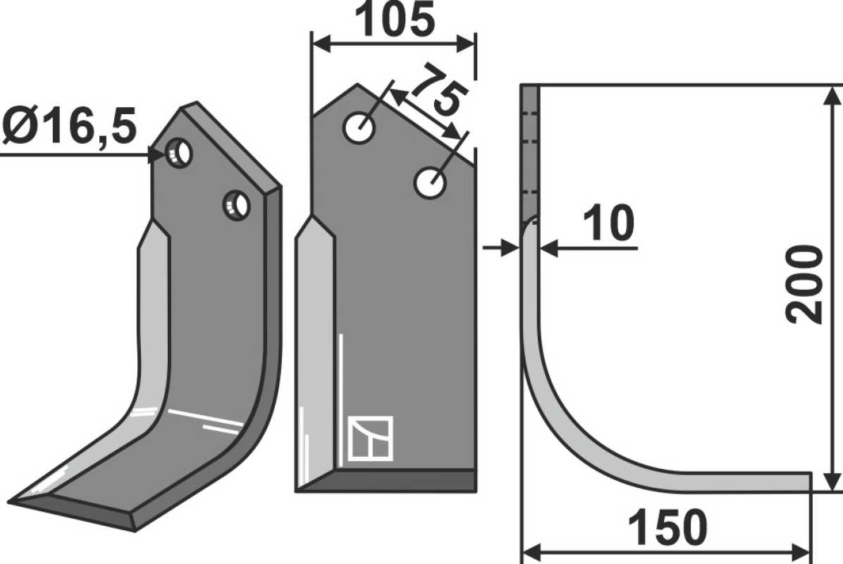 Fräsmesser 200x105mm, rechts